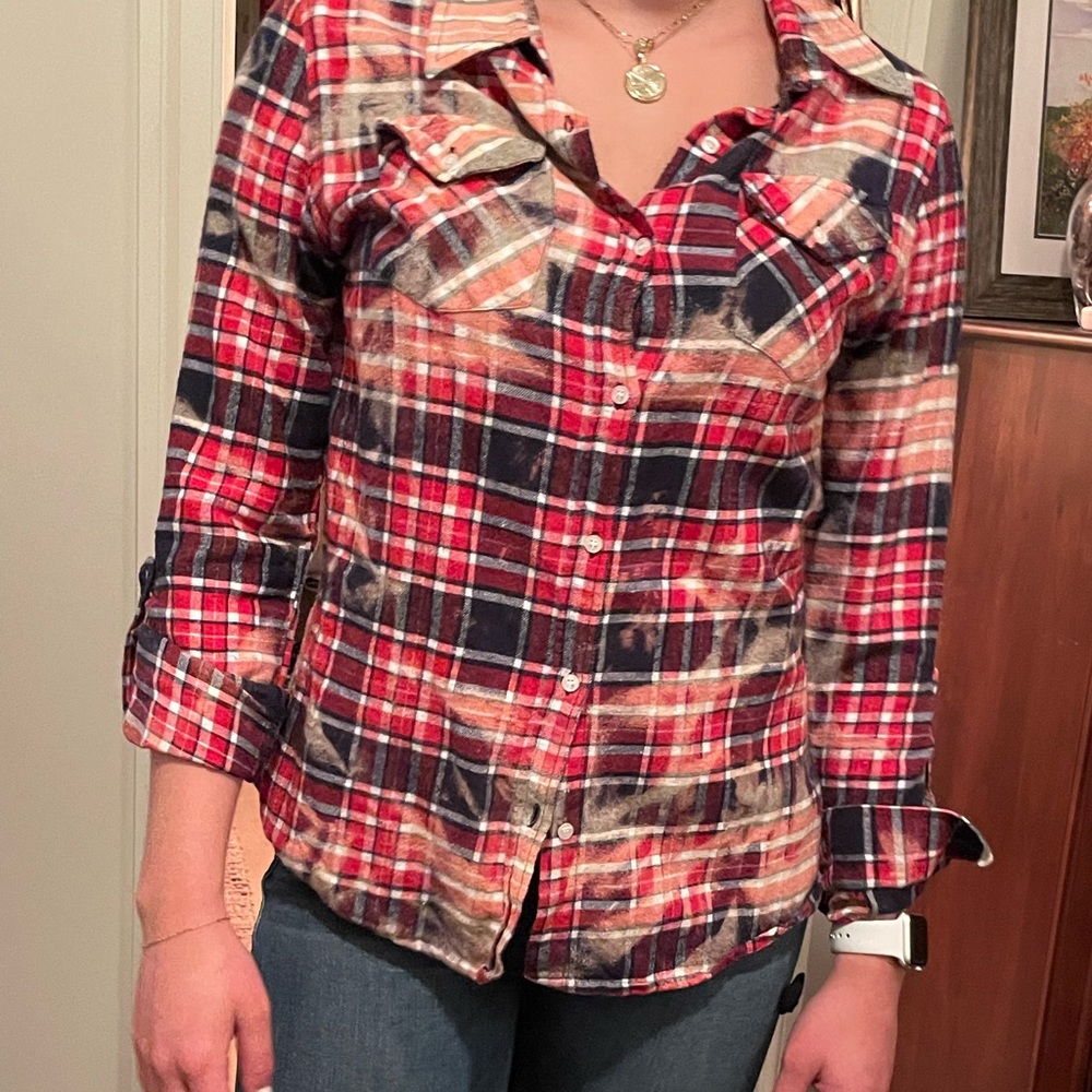 Red and black washed flannel